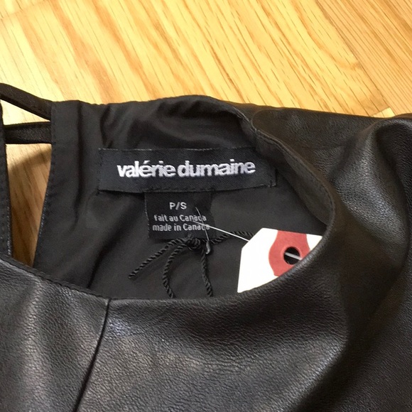 NWT Valerie Dumaine Black Faux Leather Top szS - Picture 3 of 4
